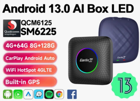 CarlinKit CarPlay AI Box Android 13.0 QCM6225 8-Core Android Auto Wireless CarPlay Adapter 2.4+5GGPS 64G 128G FOTA Upgrade